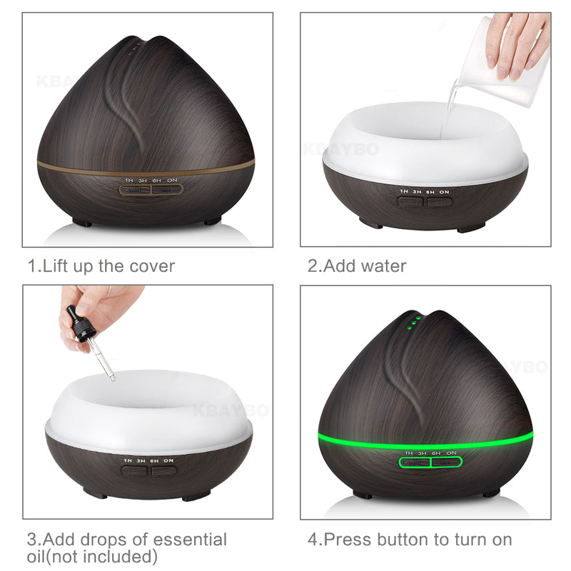Wood Grain Humidifier with Essential Oil Diffuser