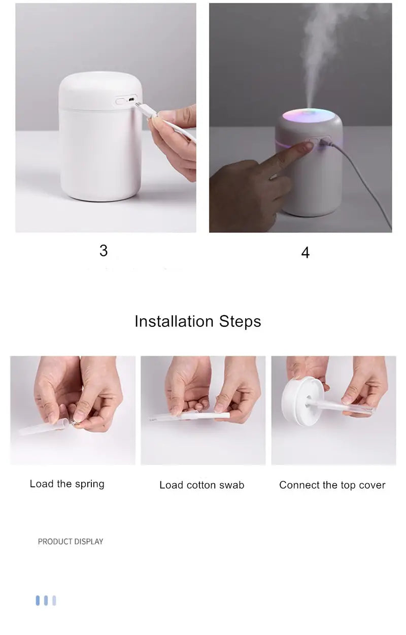 Portable 300ml LED Aroma Essential Oil Diffuser