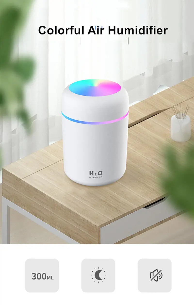 Portable 300ml LED Aroma Essential Oil Diffuser