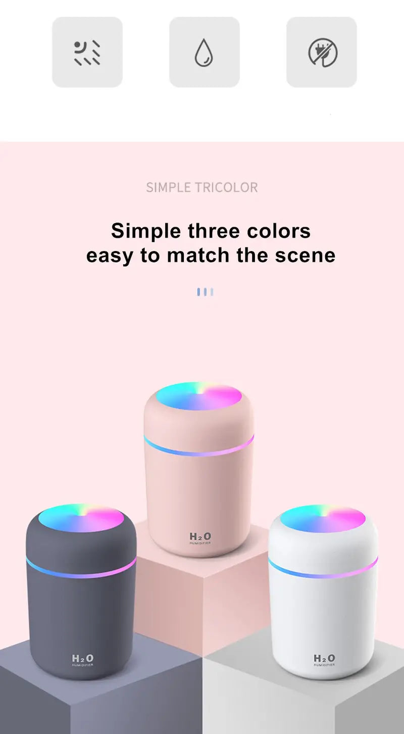 Portable 300ml LED Aroma Essential Oil Diffuser