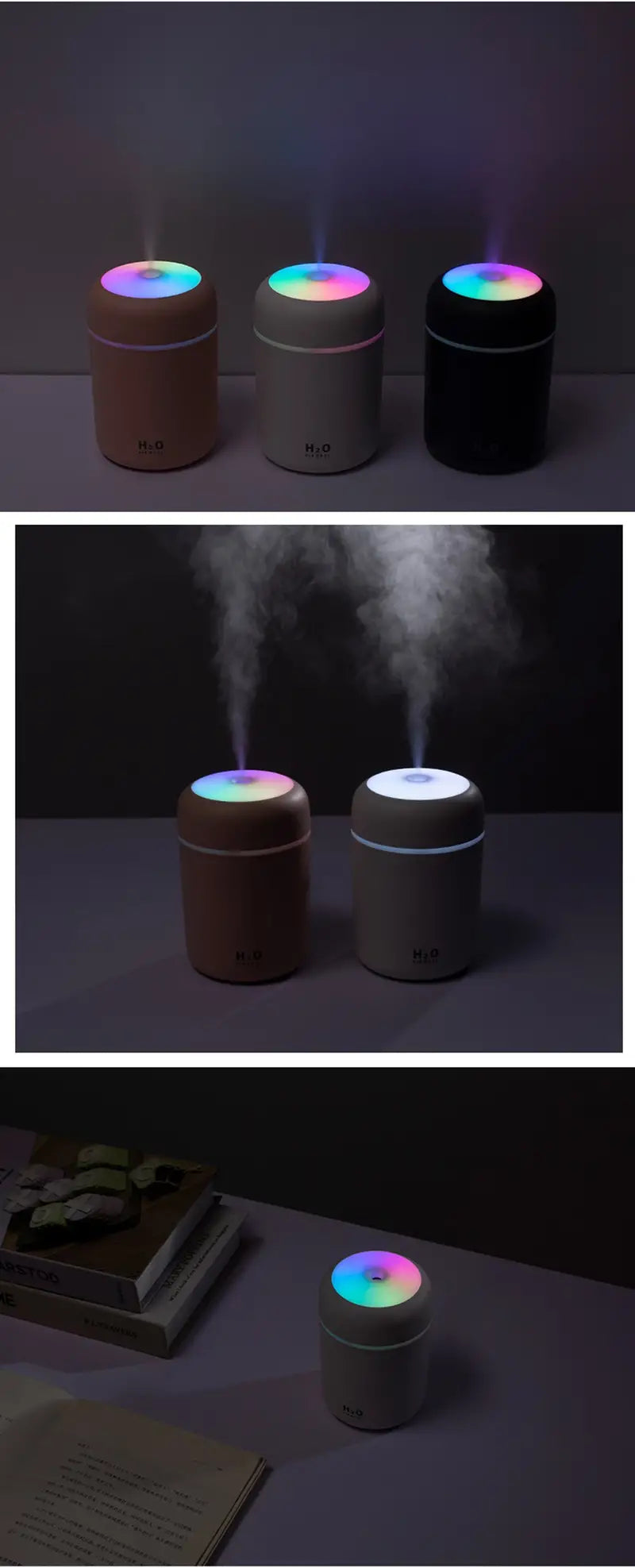 Portable 300ml LED Aroma Essential Oil Diffuser