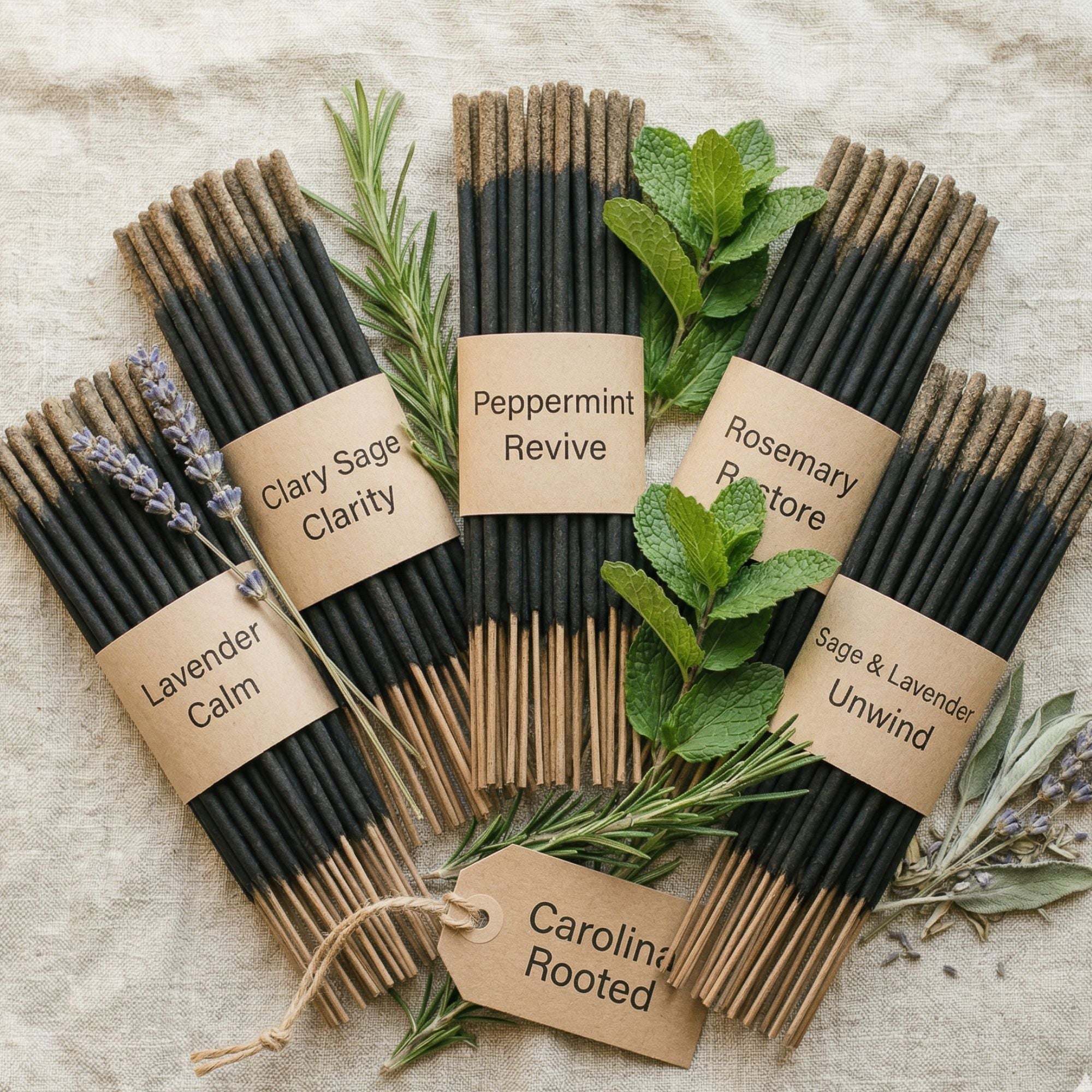 Natural Incense Sampler Pack. Hand Dipped Essential Oil Incense Sticks for Aromatherapy