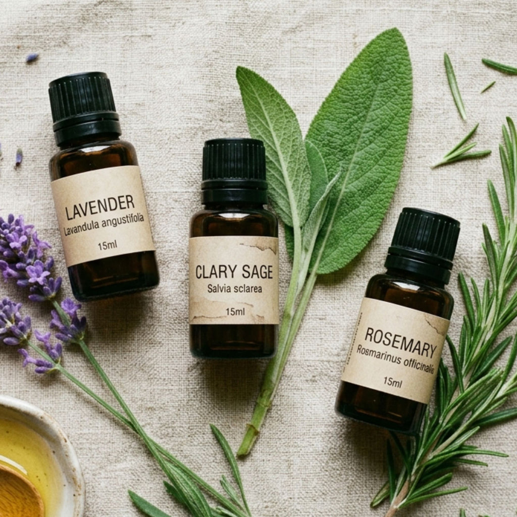 Rest & Calm Essential Oil Trio Set. Lavender, Clary Sage & Rosemary. 100% Pure Handcrafted Aromatherapy Sampler